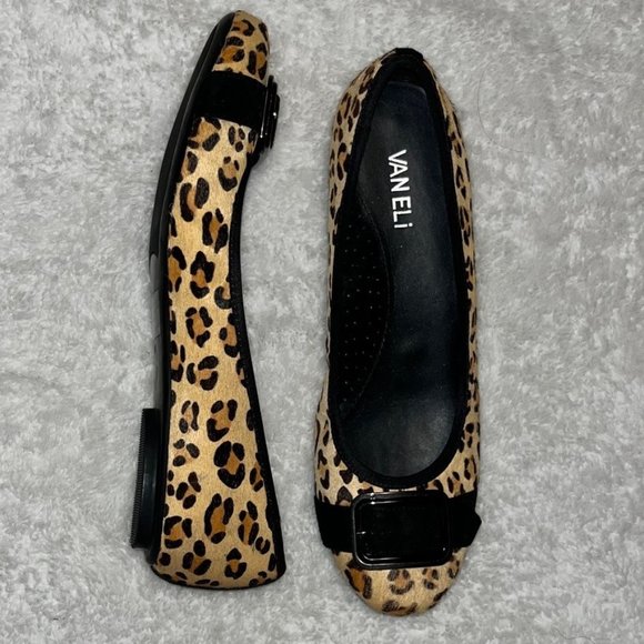 Vaneli Calf Fur - Leopard Animal Print - Flats - Size 8.5 N - Picture 5 of 5